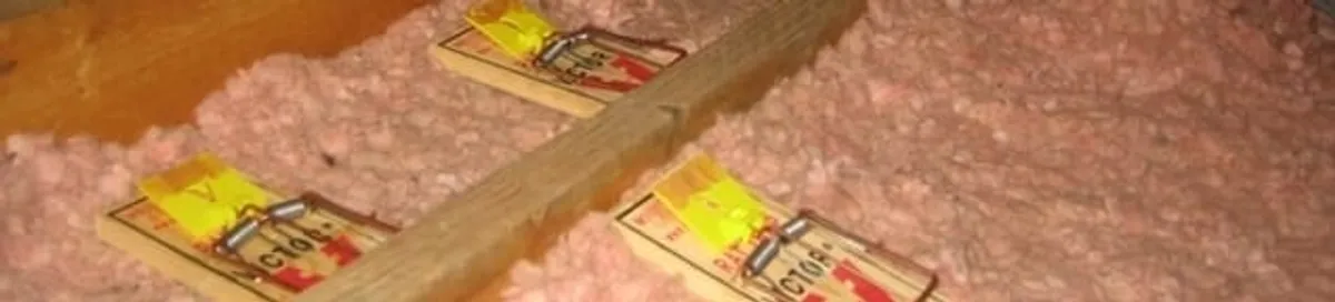 Mouse traps placed in an attic for rodent control in Aurora, CO